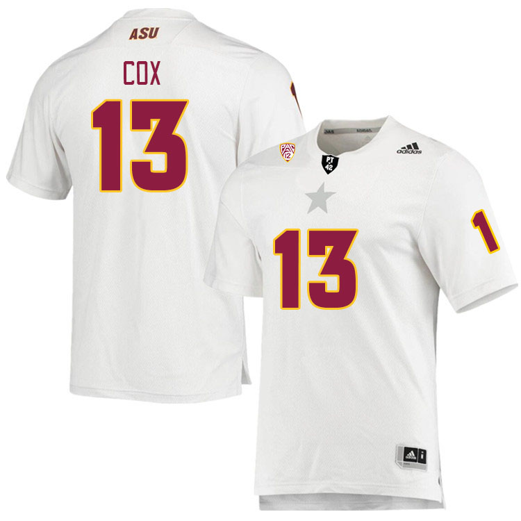 Men #13 Josiah Cox Arizona State Sun Devils College Football Jerseys Stitched Sale-White - Click Image to Close